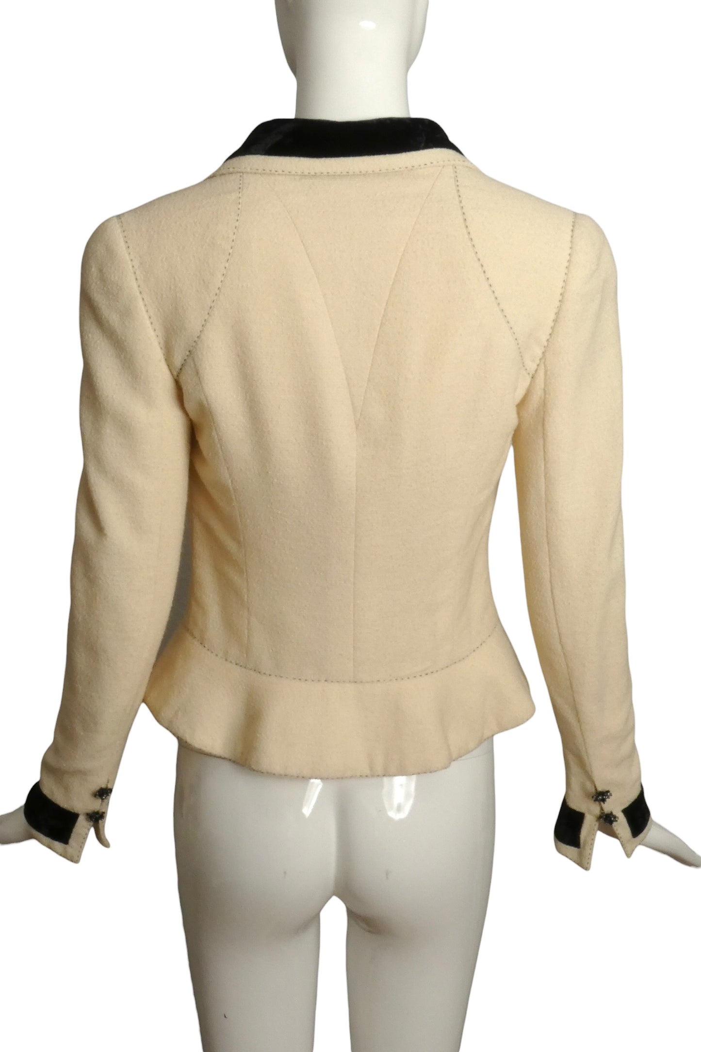 2003 Numbered Haute Couture Boucle & Velvet Blazer, Size 4