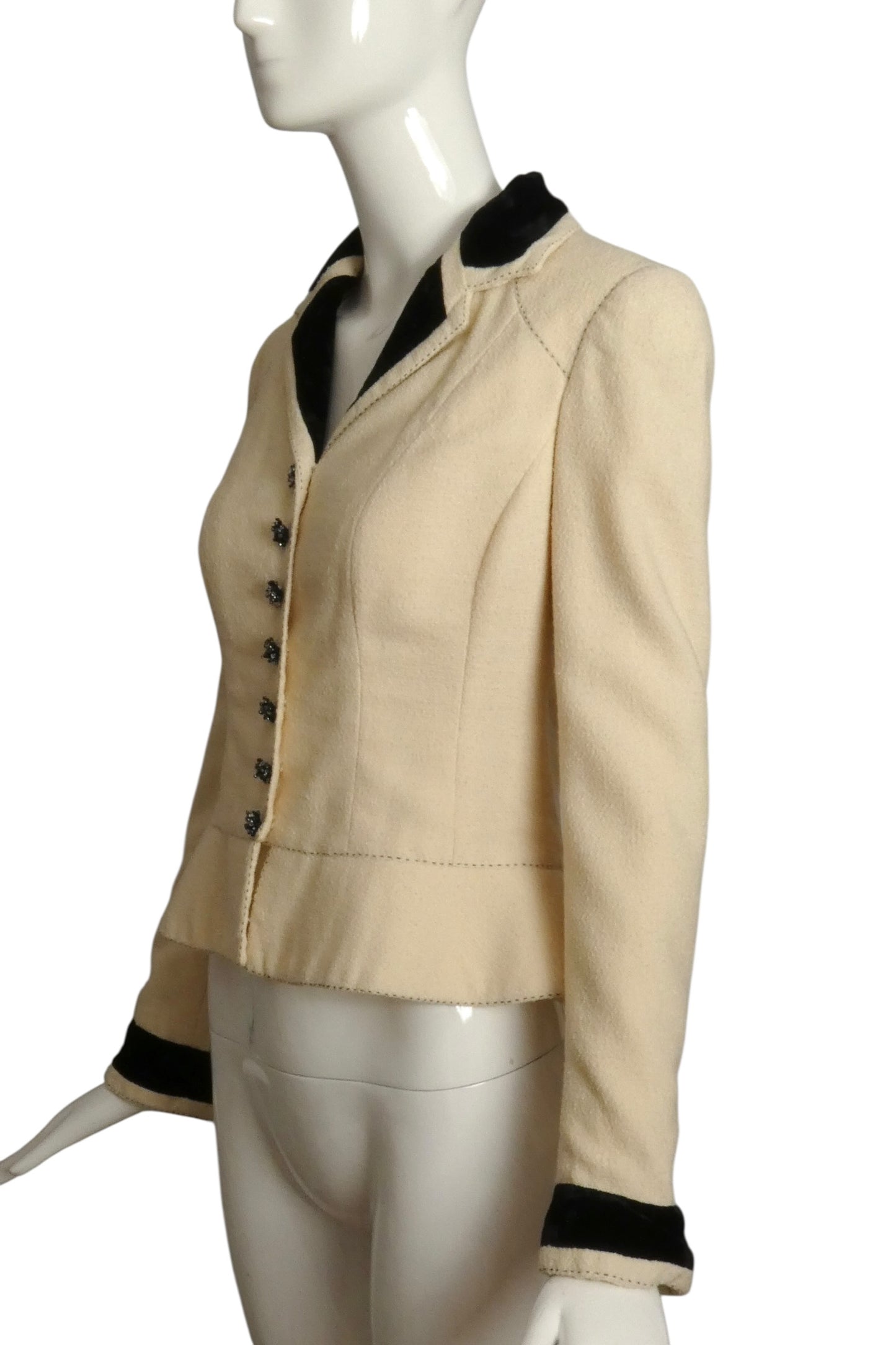 2003 Numbered Haute Couture Boucle & Velvet Blazer, Size 4
