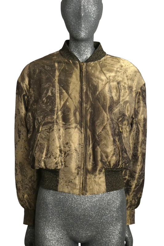 ESCADA - 1980s Wool & Silk Quilted Bomber Jacket, Size-10