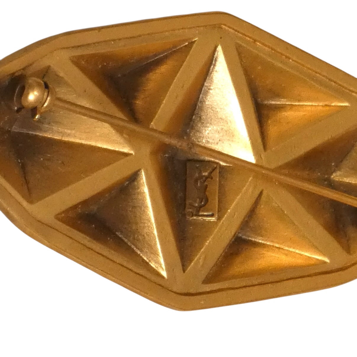 YVES SAINT LAURENT - 1980s Gold Tone Metal Brooch