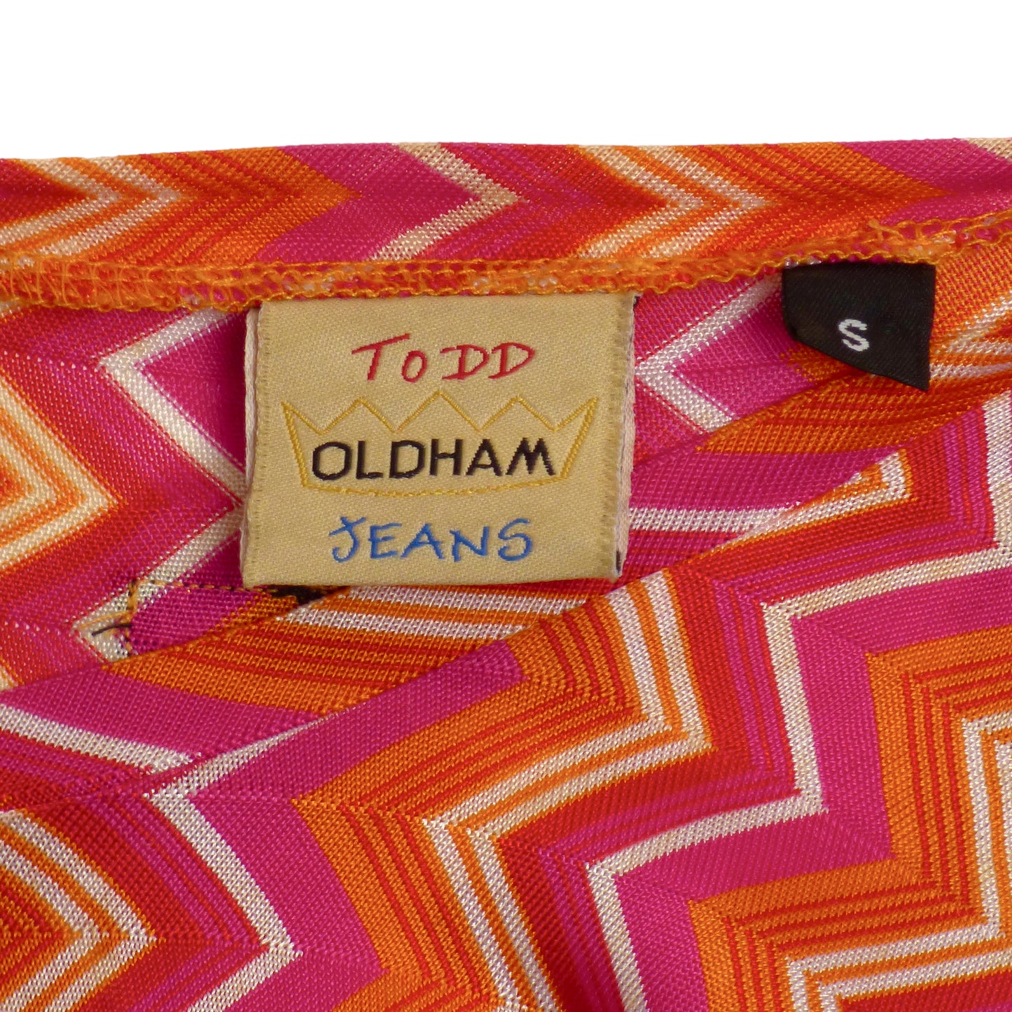 TODD OLDHAM JEANS-1990s Chevron Printed Knit Dress, Size-Small