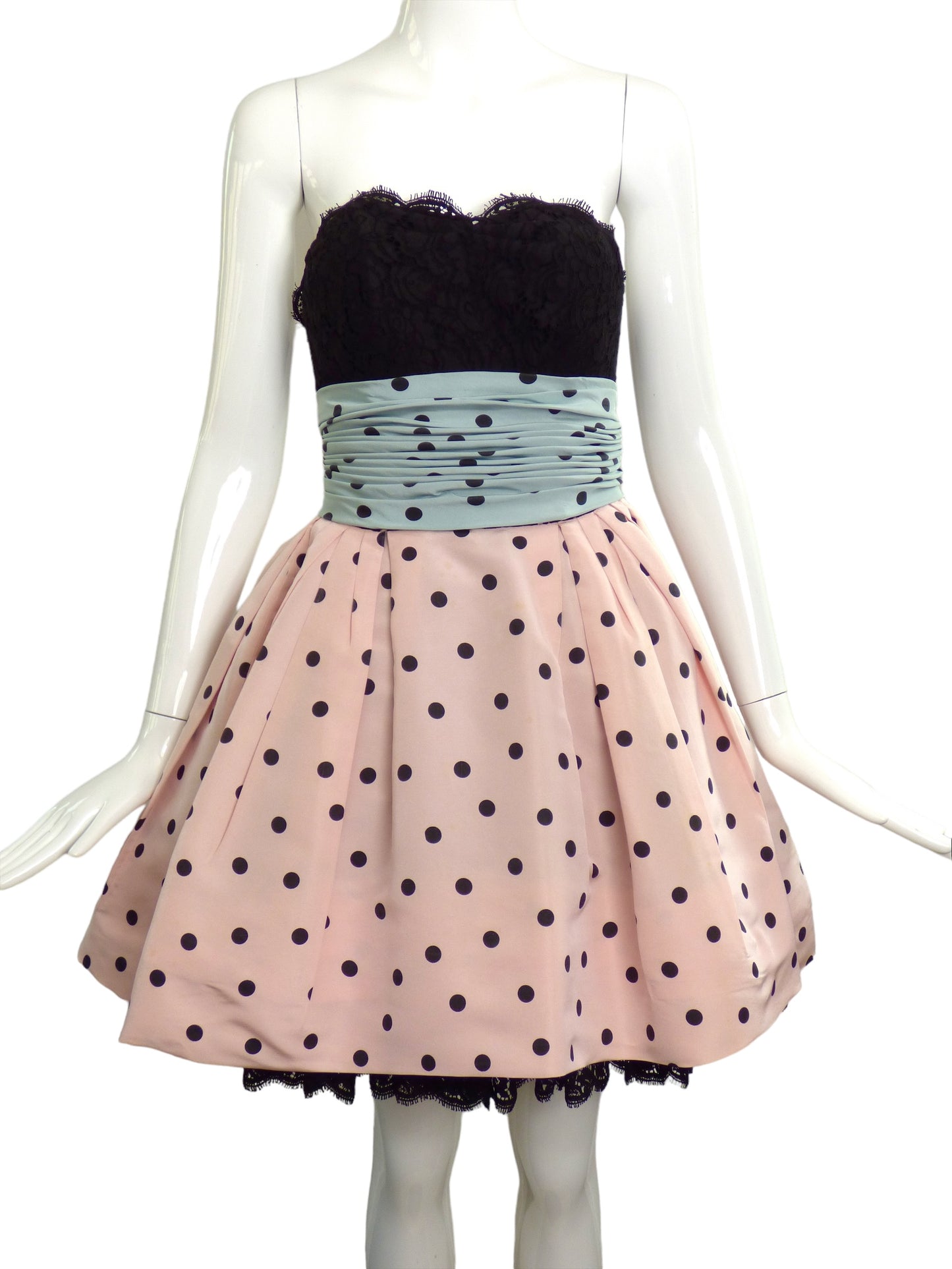 CHANEL-AS IS 1988 Polka Dot Party Dress, Size-4