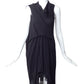 RICK OWENS 2012 Black Crepe Draped Dress, Size 6