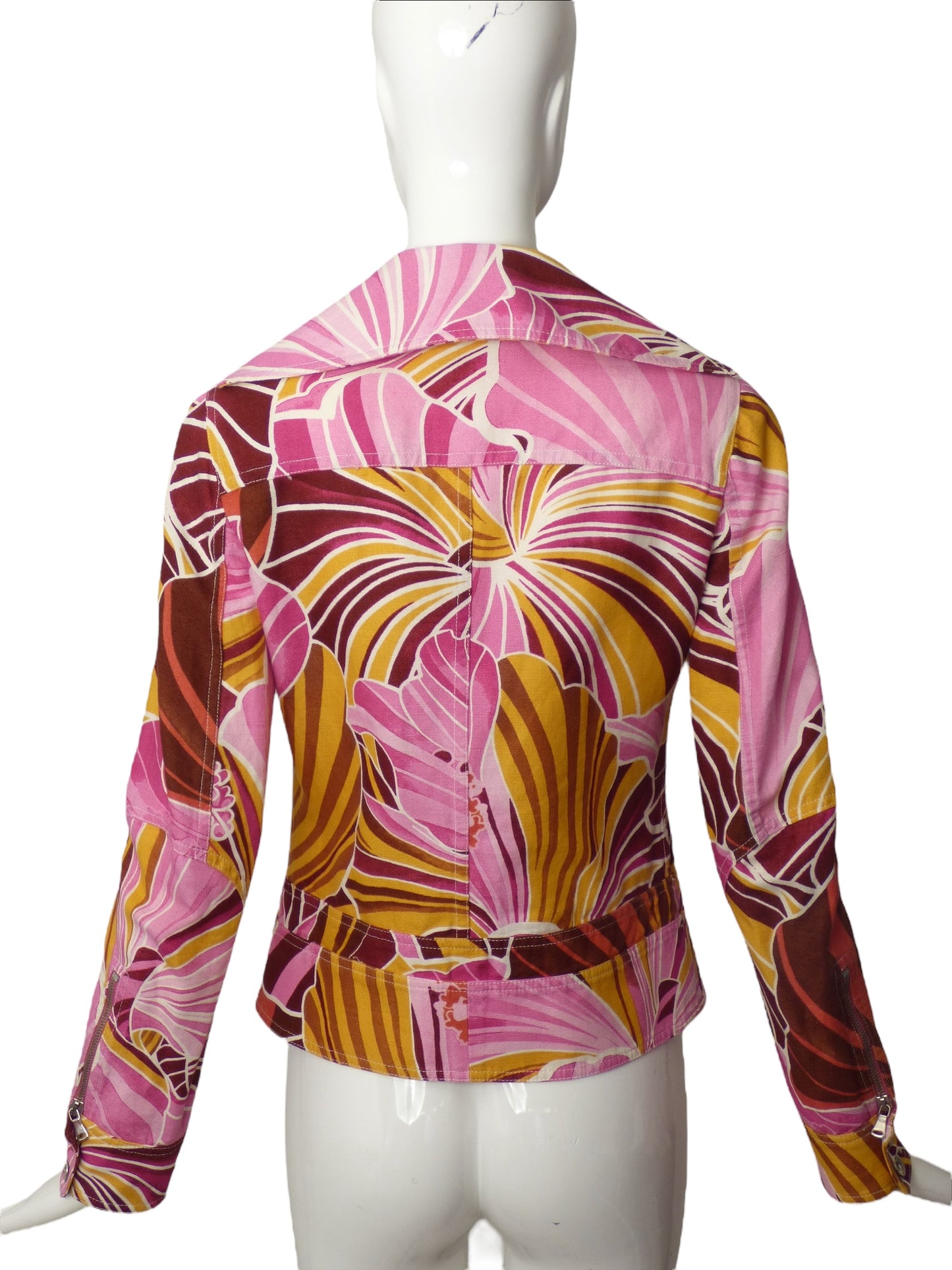 D&G- 1990s Tropical Print Denim Jacket, Size 4