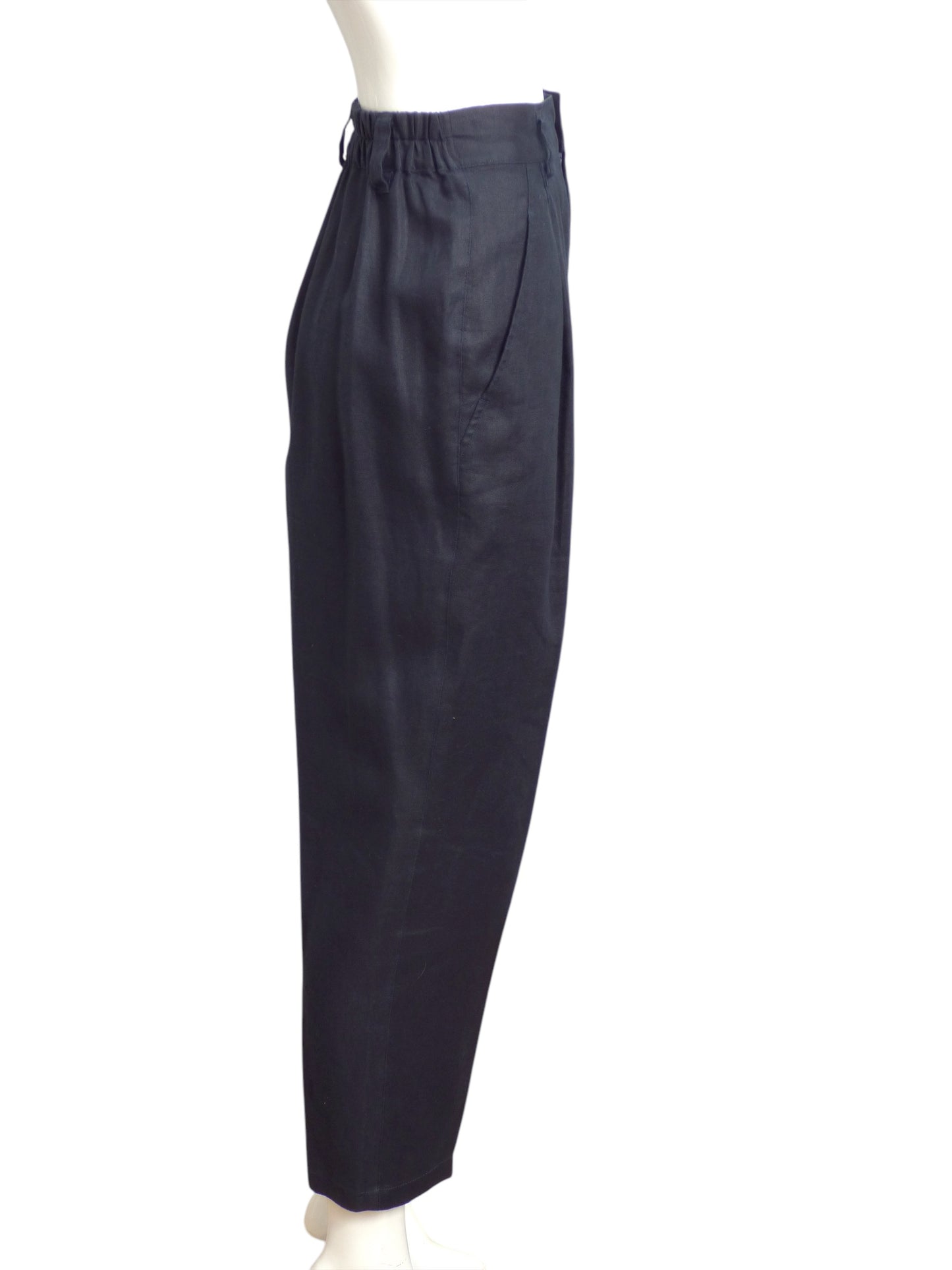 ISSEY MIYAKE PLANTATION- 1980s Black Linen Pants, Size 8