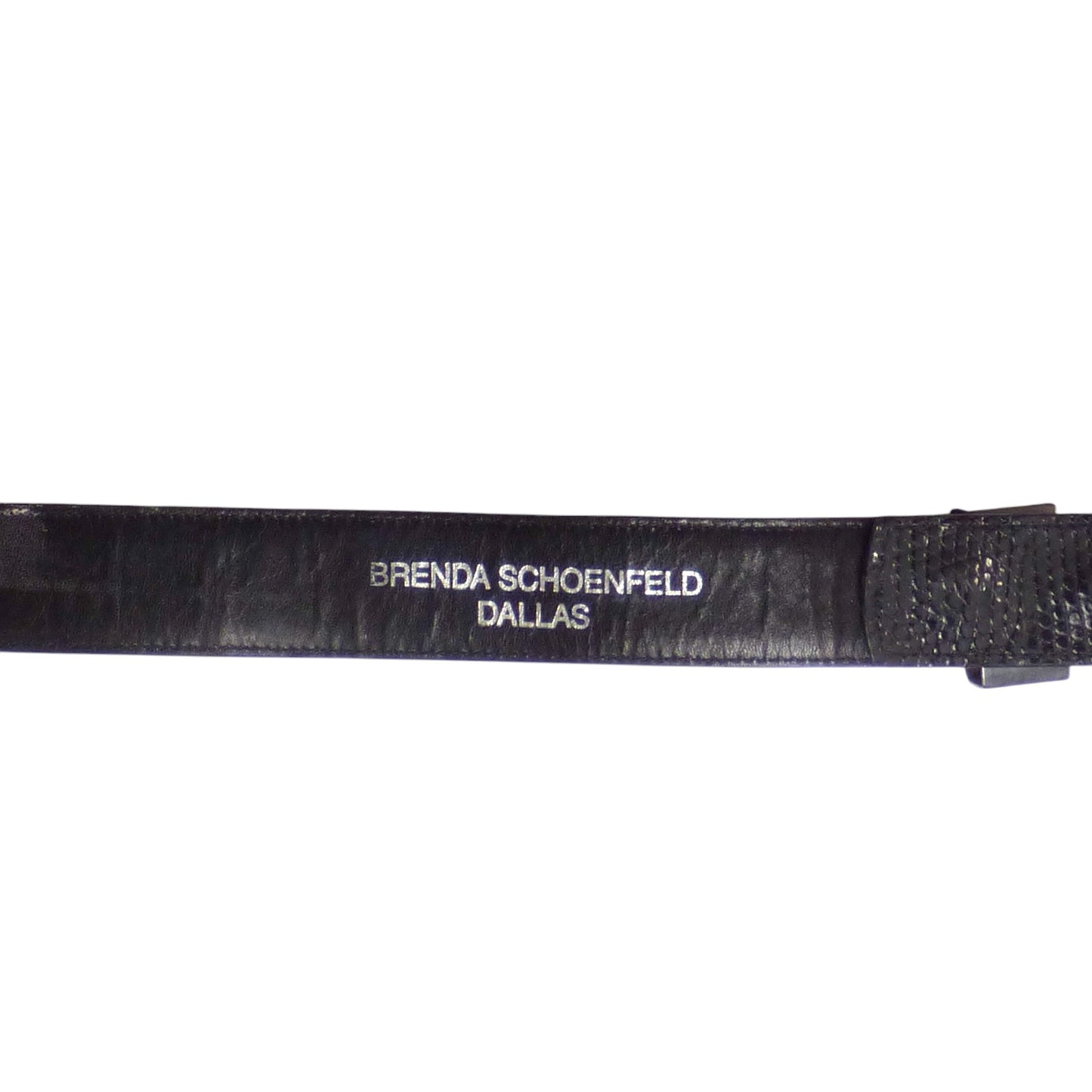 BRENDA SCHOENFELD- 1990s Black Reptile Skin Belt, Waist 33"