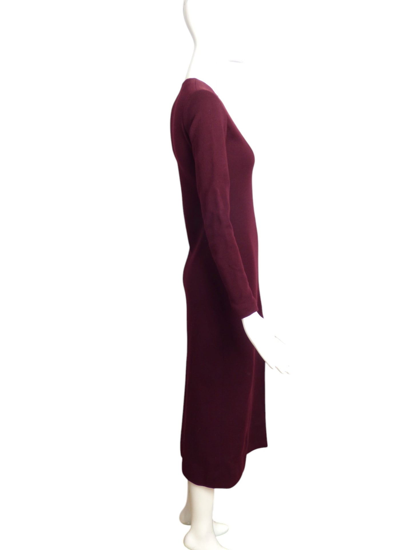 YVES SAINT LAURENT- 1970s Burgundy Wool Knit Dress, Size 6