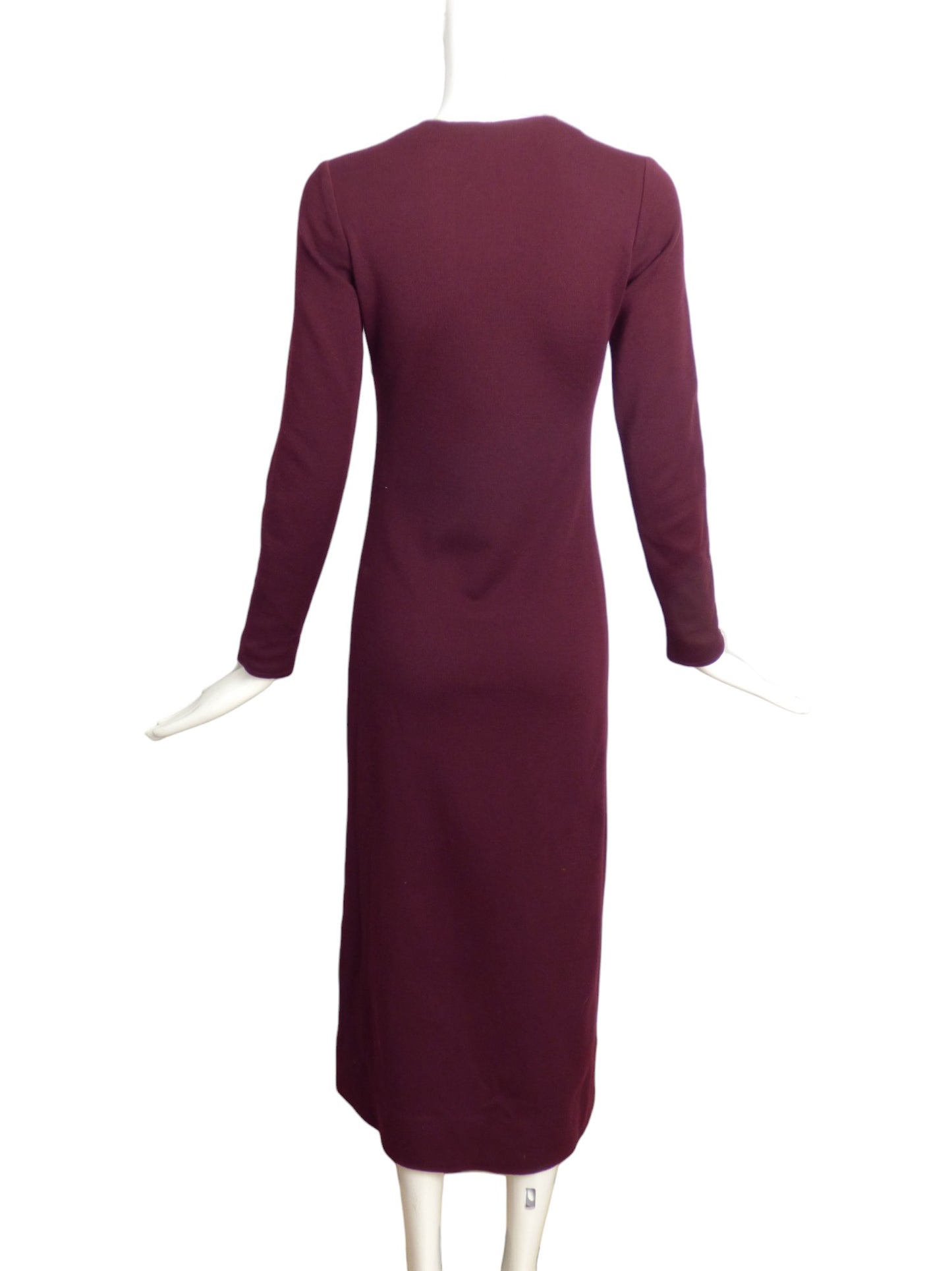 YVES SAINT LAURENT- 1970s Burgundy Wool Knit Dress, Size 6