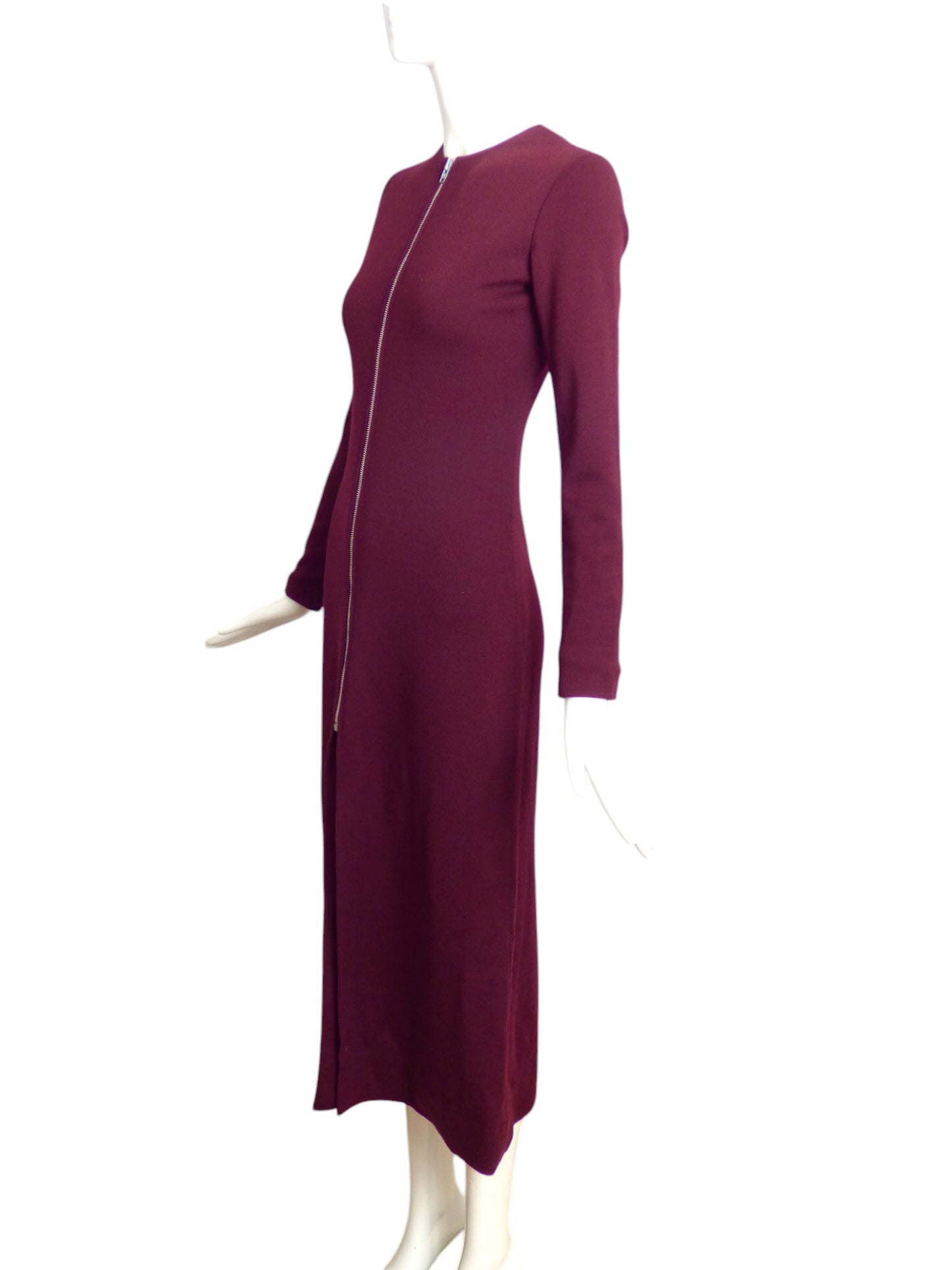 YVES SAINT LAURENT- 1970s Burgundy Wool Knit Dress, Size 6