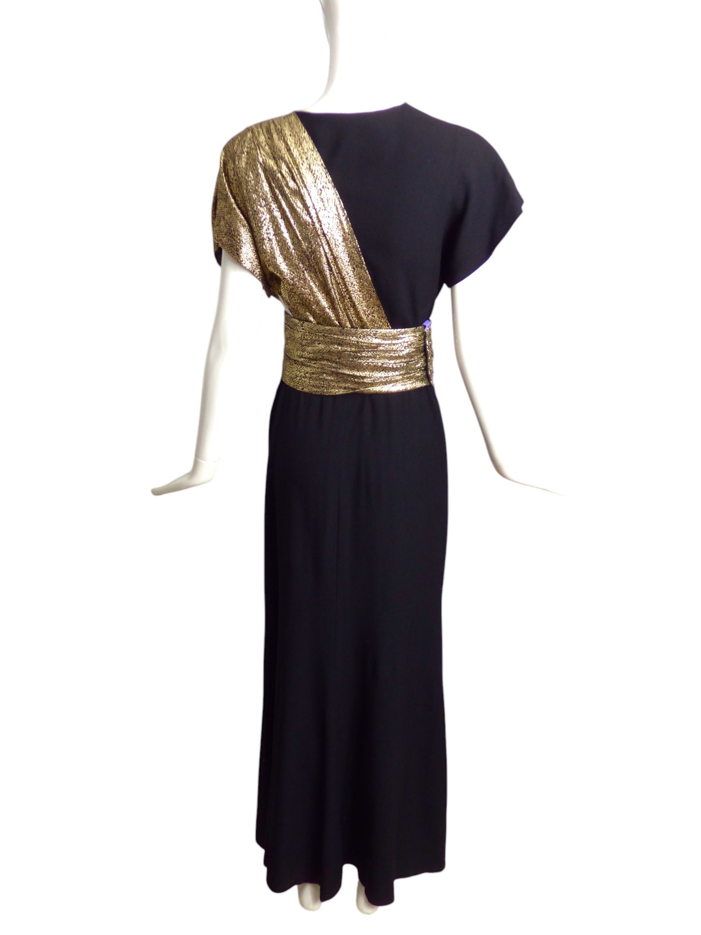 YVES SAINT LAURENT- 1986 Black & Gold Evening Gown, Size 10