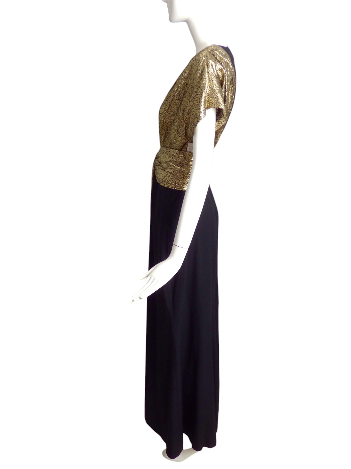 YVES SAINT LAURENT- 1986 Black & Gold Evening Gown, Size 10