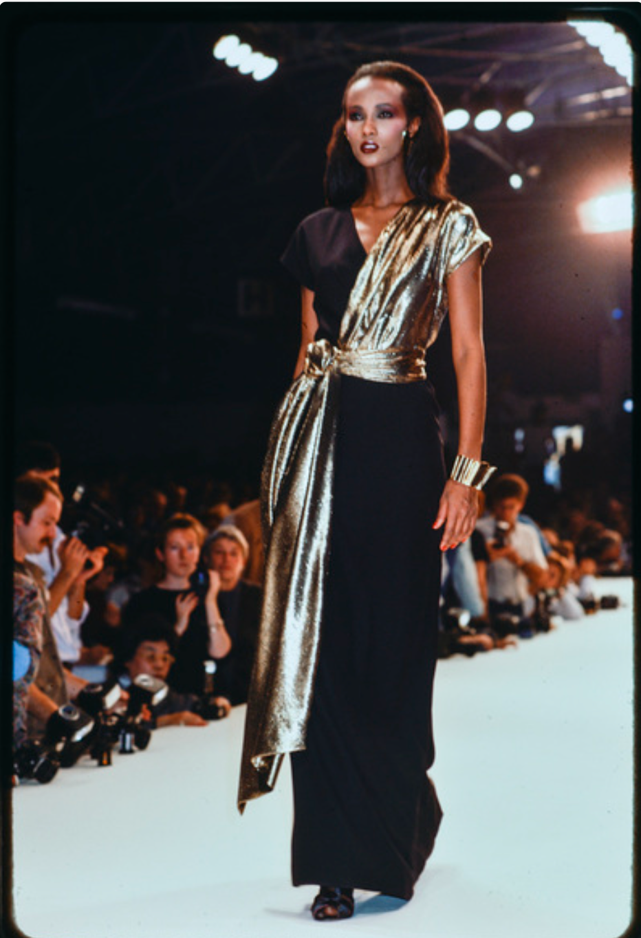 YVES SAINT LAURENT- 1986 Black & Gold Evening Gown, Size 10