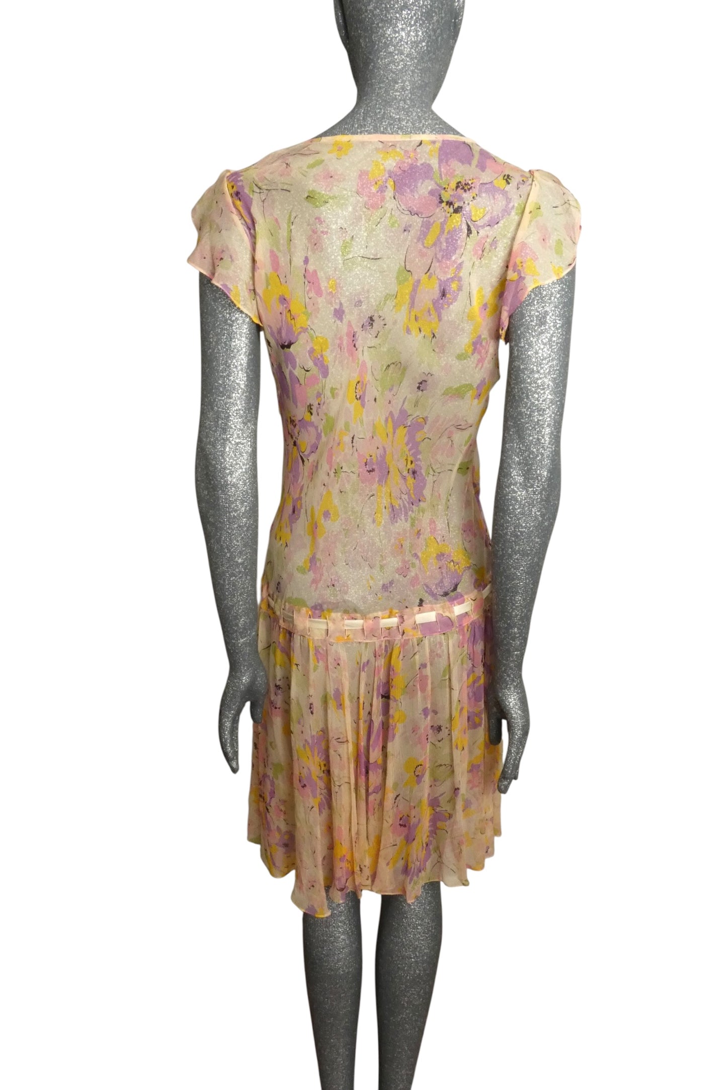 Floral Chiffon Flapper Dress, Size-8