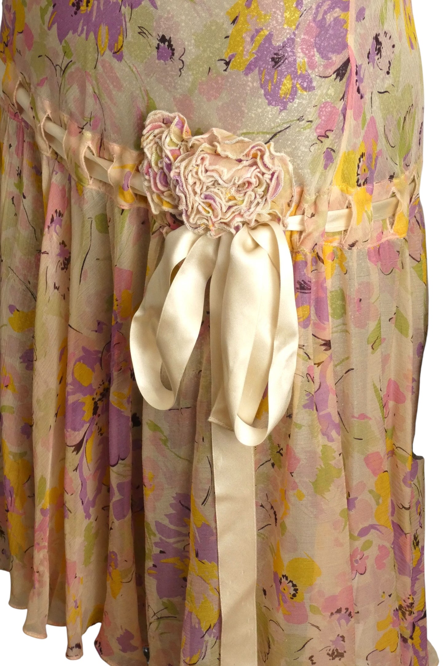 Floral Chiffon Flapper Dress, Size-8