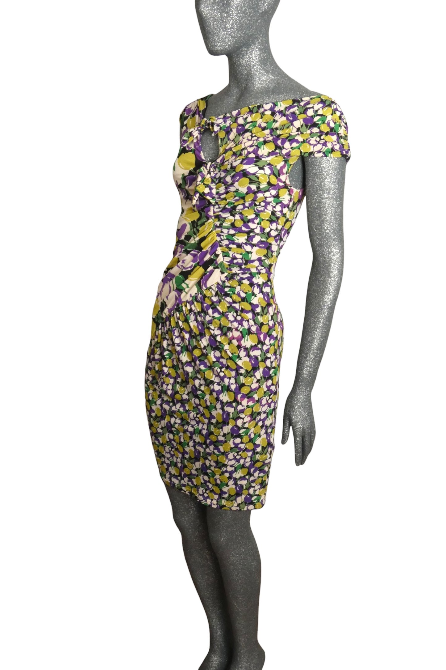 Jersey Knit Ruched Dress, Size-2