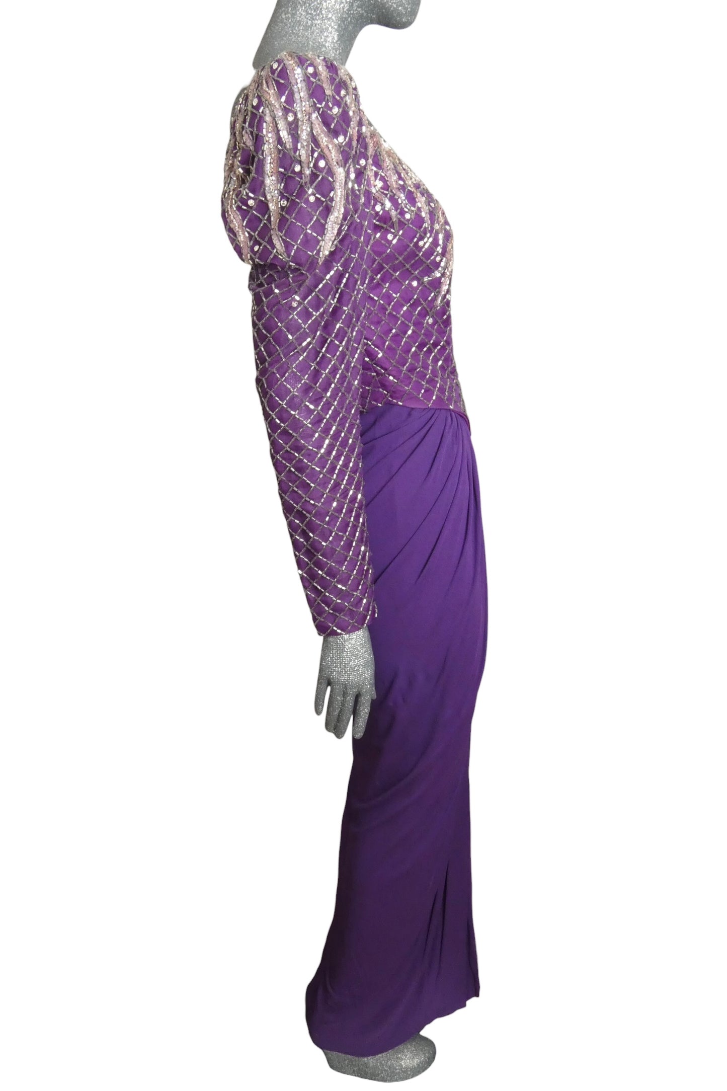 1980s Beaded Jersey Gown, Size 10