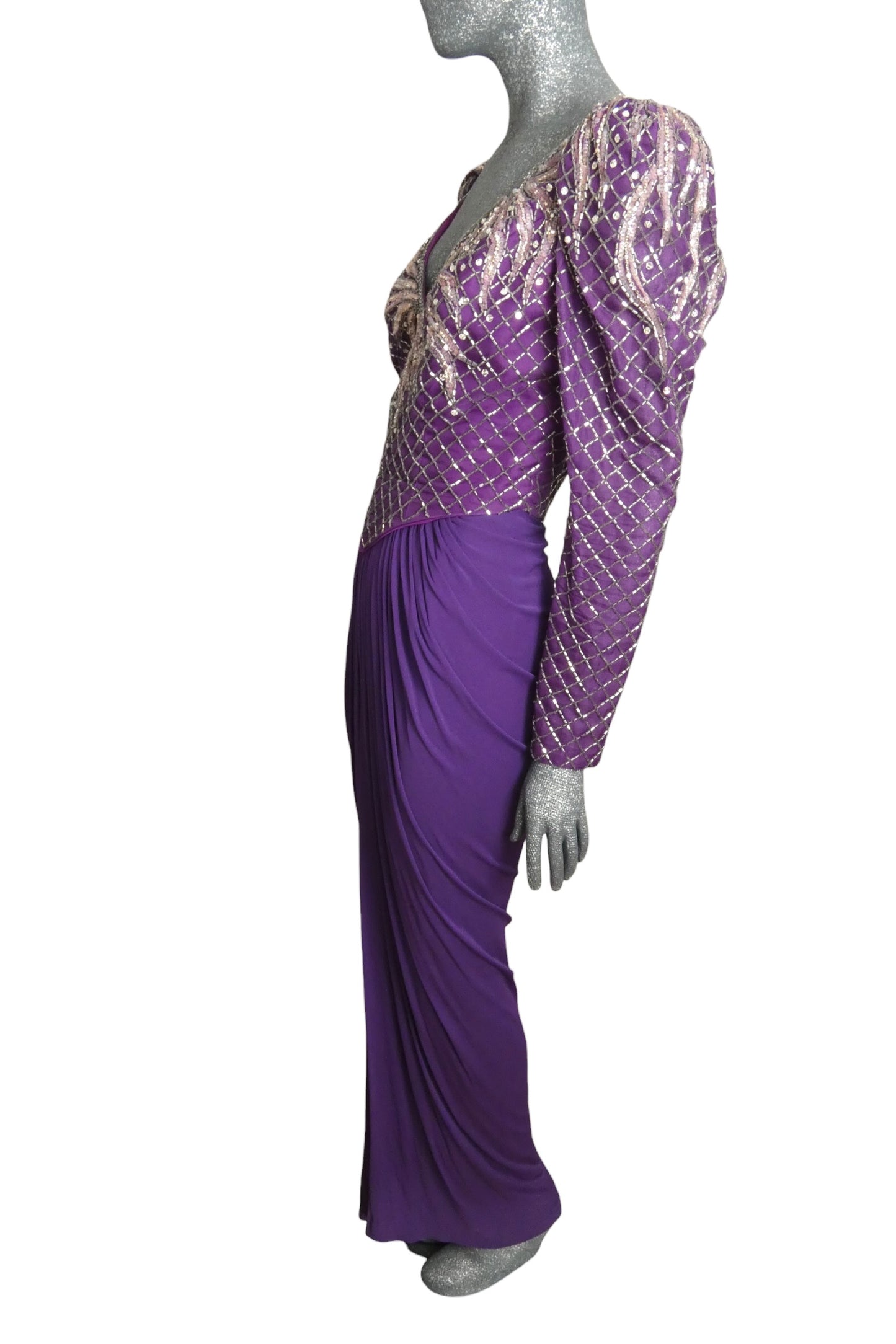 1980s Beaded Jersey Gown, Size 10