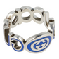 GUCCI- Sterling Silver & Enamel Ring, Gucci Size-18