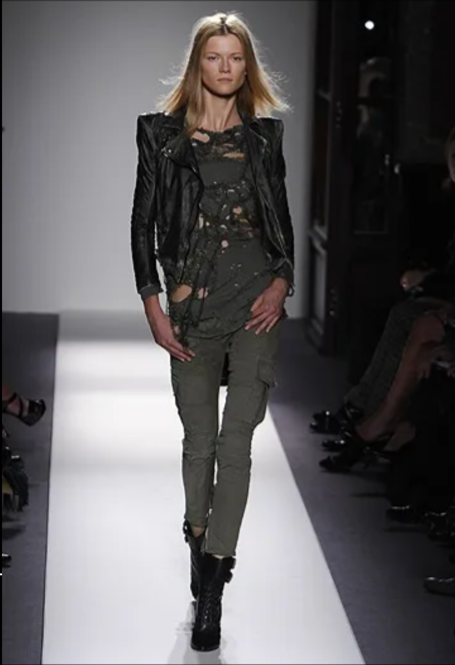 BALMAIN- 2010 NWT Distressed Leather Tailcoat, Size 10