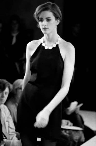 CHRISTIAN FRANCIS ROTH- 1992 Black Linen Halter Dress, Size 4