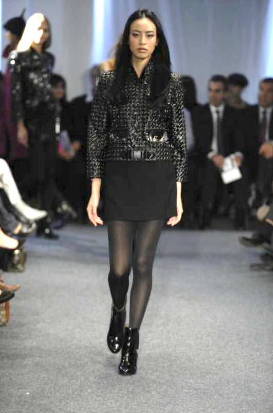 PIERRE CARDIN BOUTIQUE-2011 Black Hologram Vinyl Jacket, Size-6