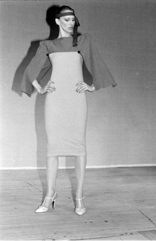 1979 Grey Wool Knit Sheath Dress, Size 4