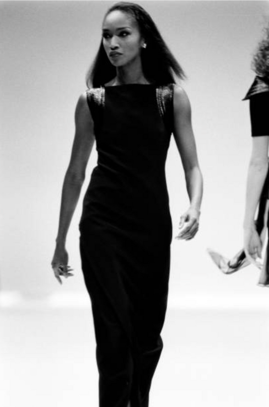 GIANFRANCO FERRE - 1990s Black Wool & Raffia Evening Gown, Size 6