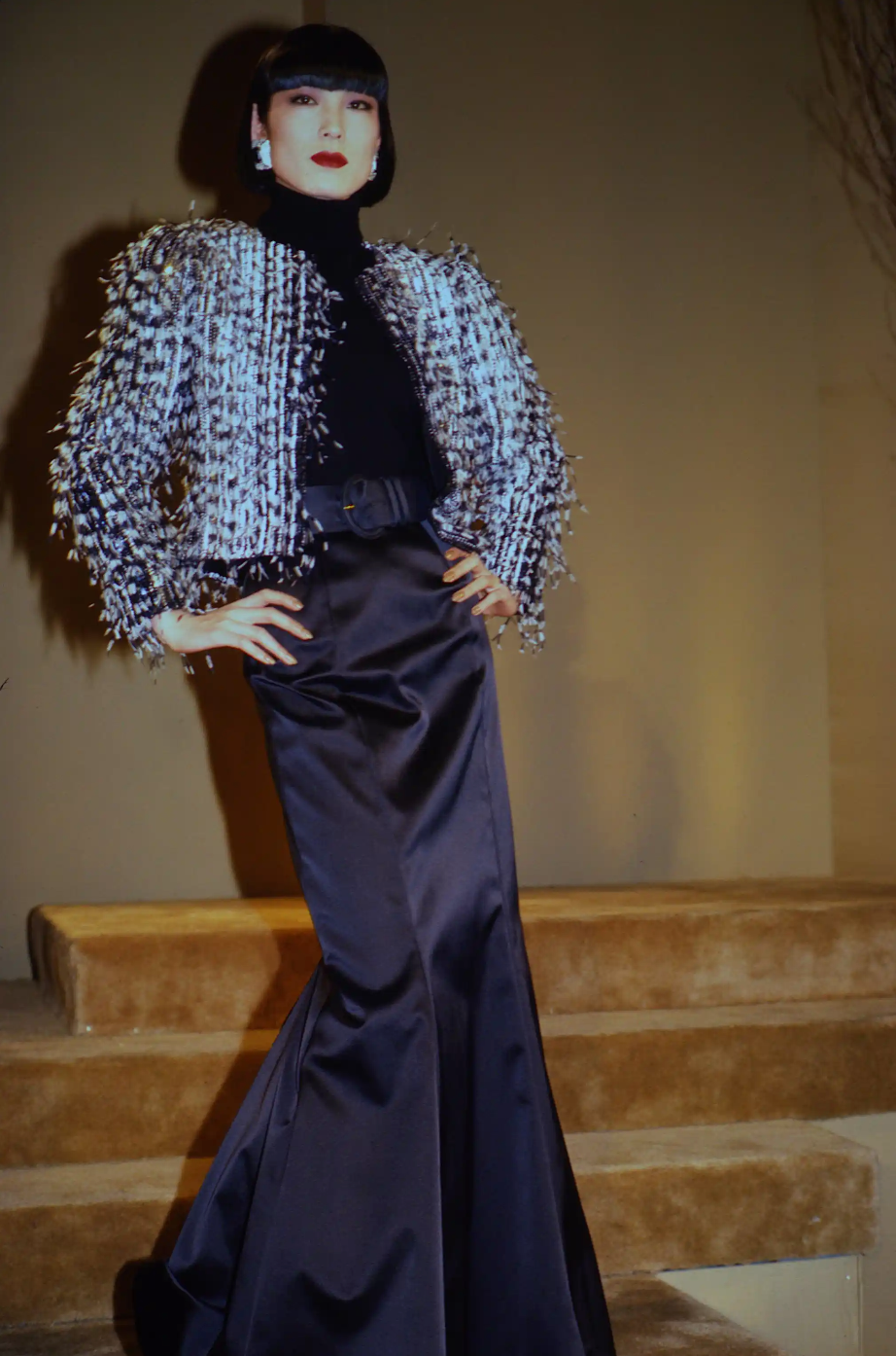 BILL BLASS - 1986 Sequin & Feather Evening Jacket, Size-10
