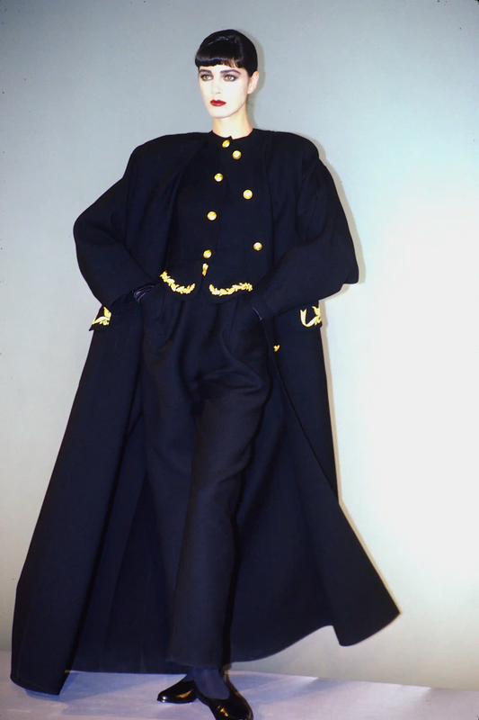 GEOFFREY BEENE - 1986 Black Wool Lesage Embroidered Coat, Size-10