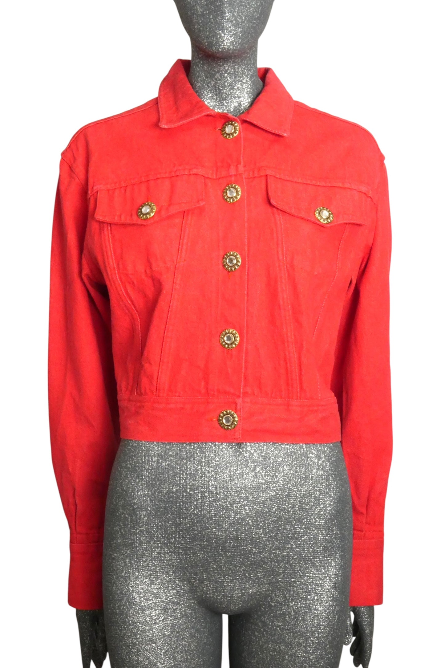 VERSACE JEANS COUTURE - 1990s Red Denim Jacket, Size-8