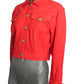 VERSACE JEANS COUTURE - 1990s Red Denim Jacket, Size-8