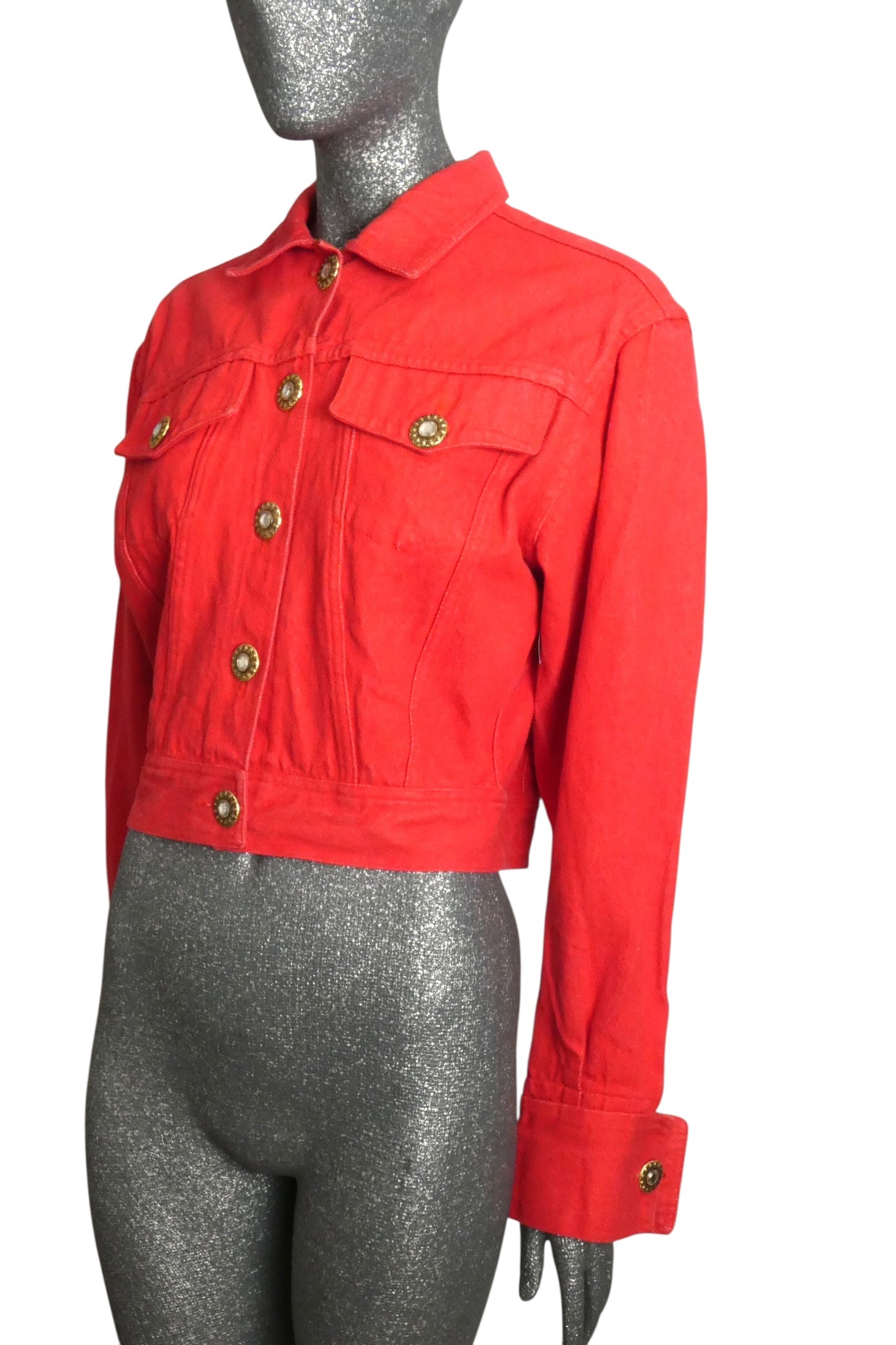 VERSACE JEANS COUTURE - 1990s Red Denim Jacket, Size-8