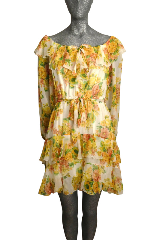 ZIMMERMANN - 2010s Floral Chiffon Dress, Size 6