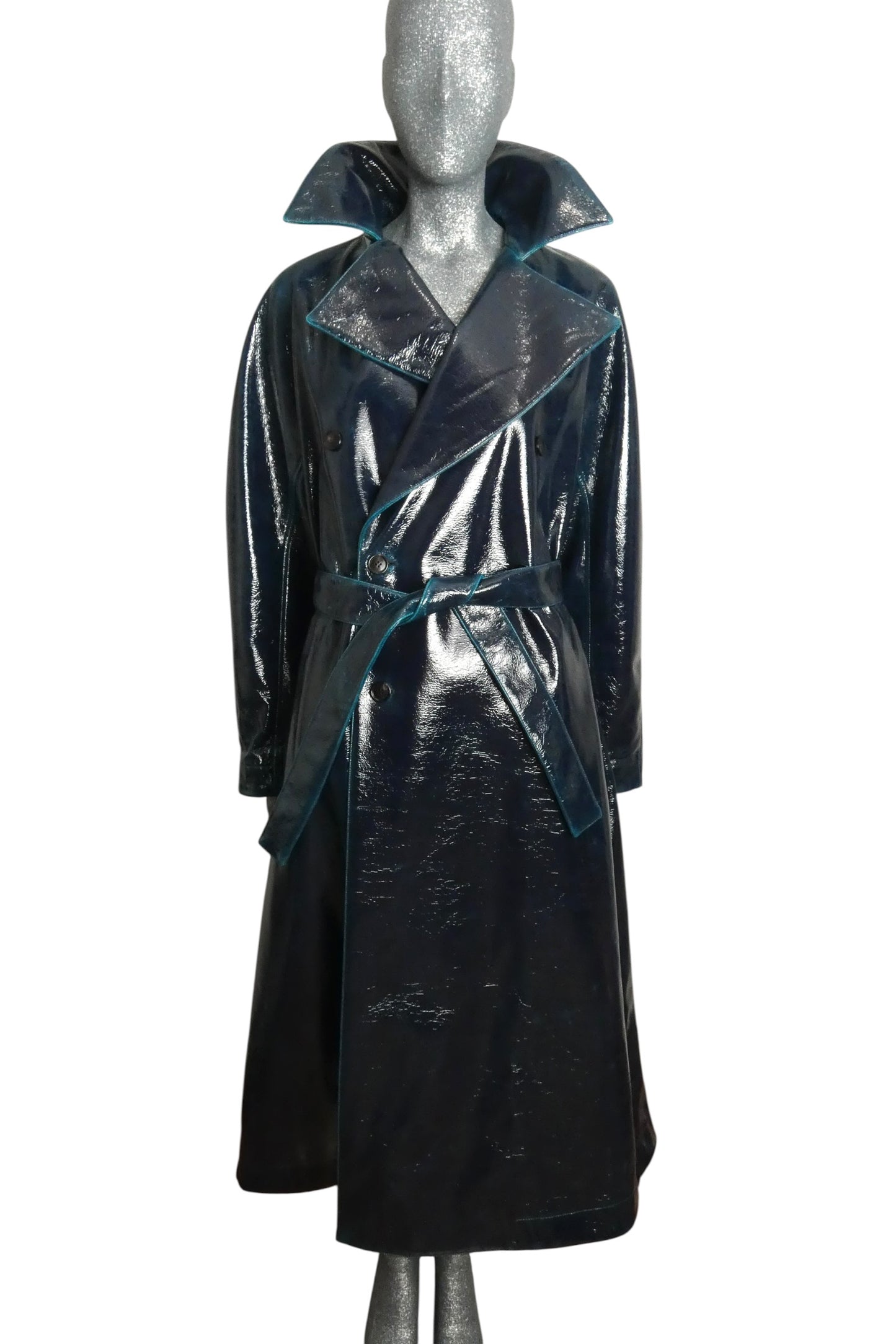 ALAIA - 2023 Patent Coated Wool Overcoat, Size-8