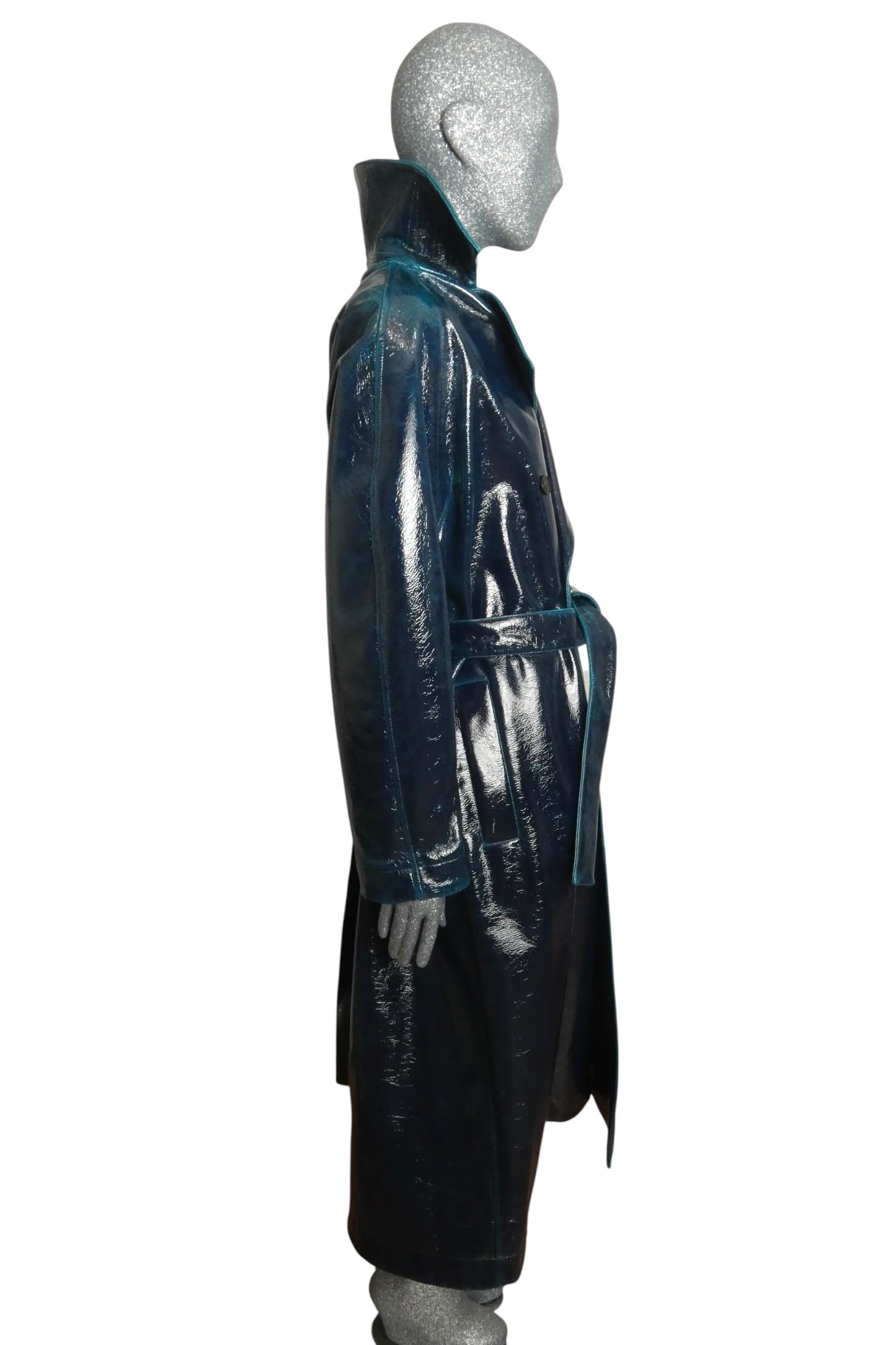 ALAIA - 2023 Patent Coated Wool Overcoat, Size-8