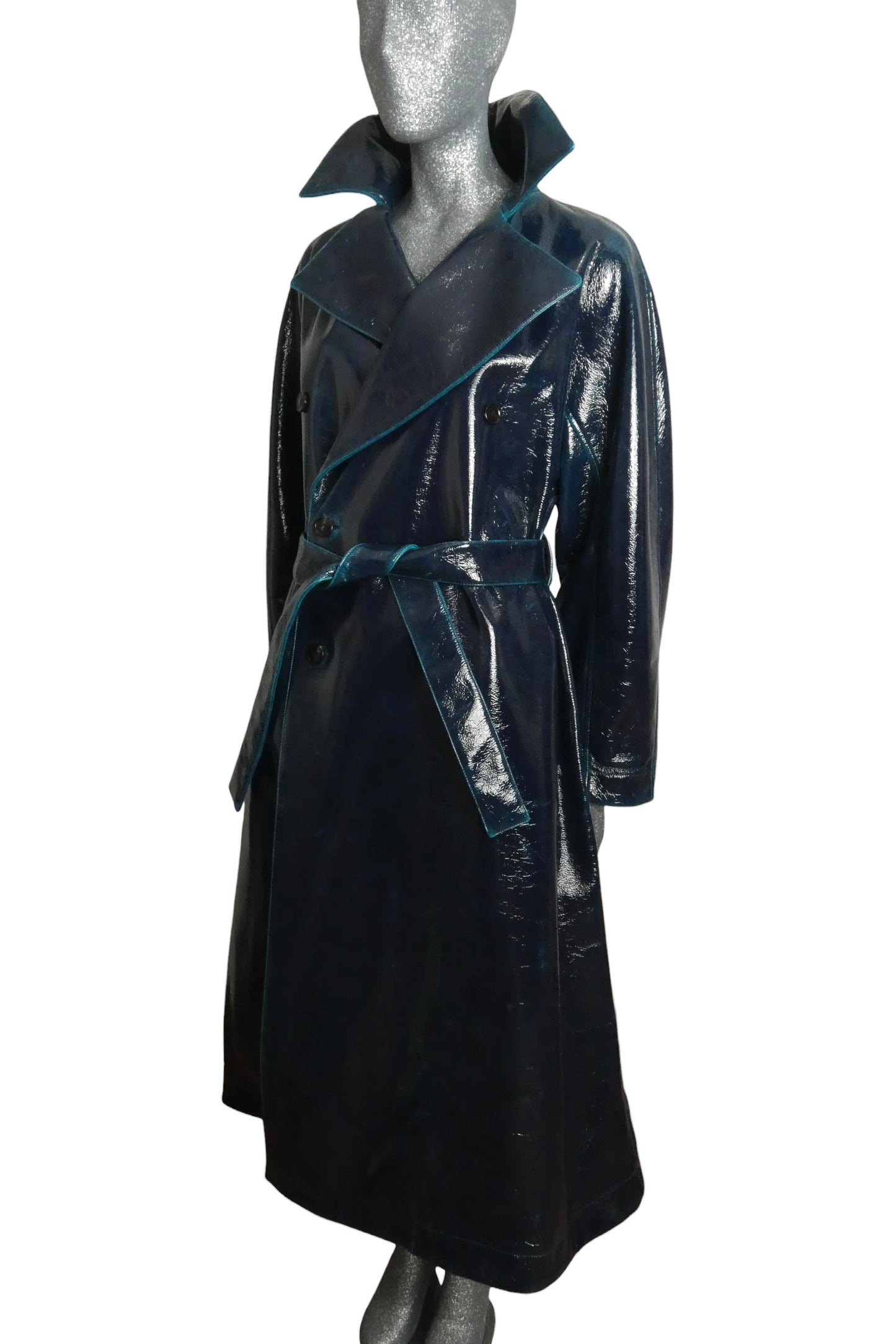ALAIA - 2023 Patent Coated Wool Overcoat, Size-8