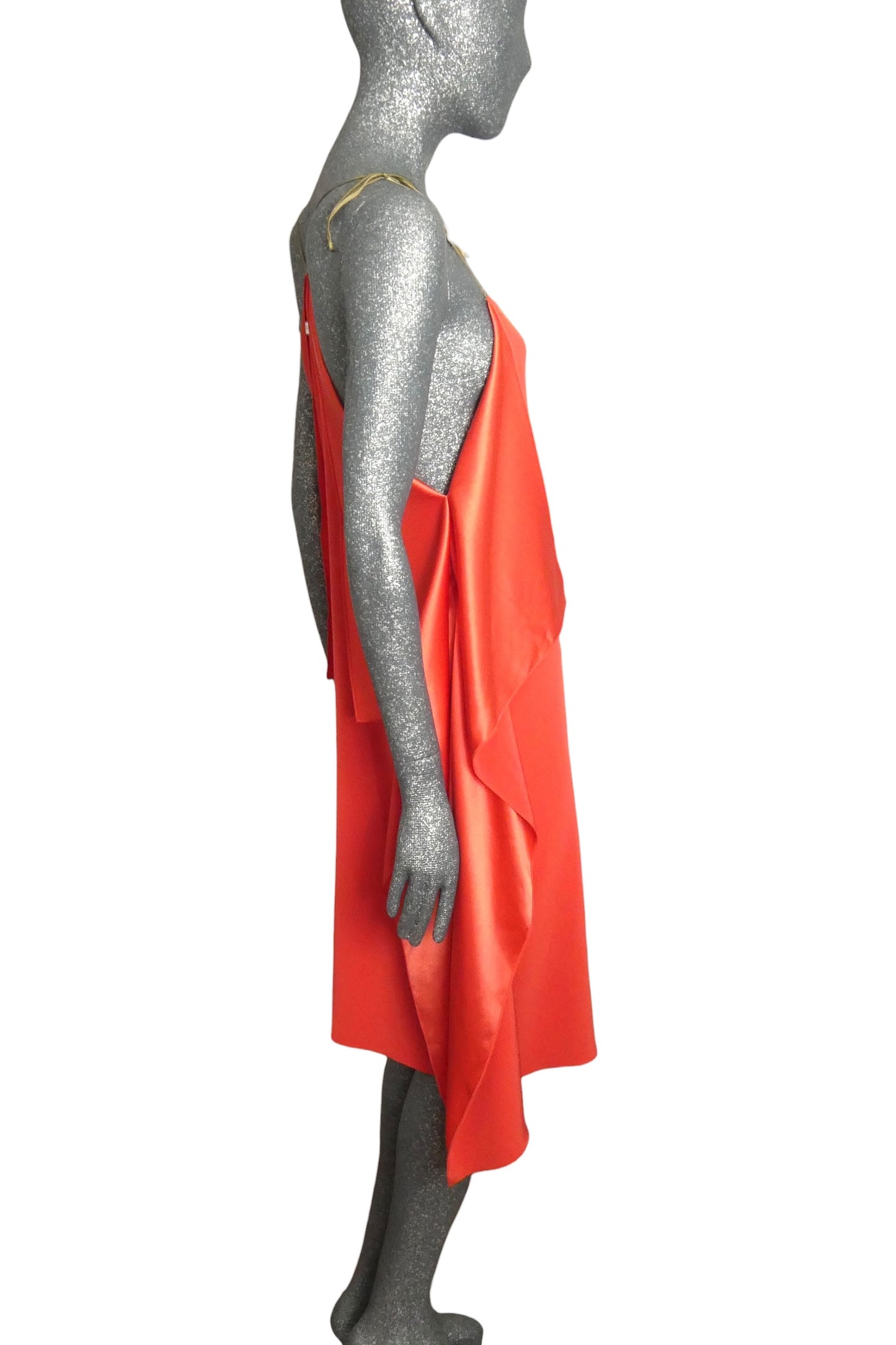 ALEXIS MABILLE - Coral Crepe Back Satin Summer Dress, Size-10