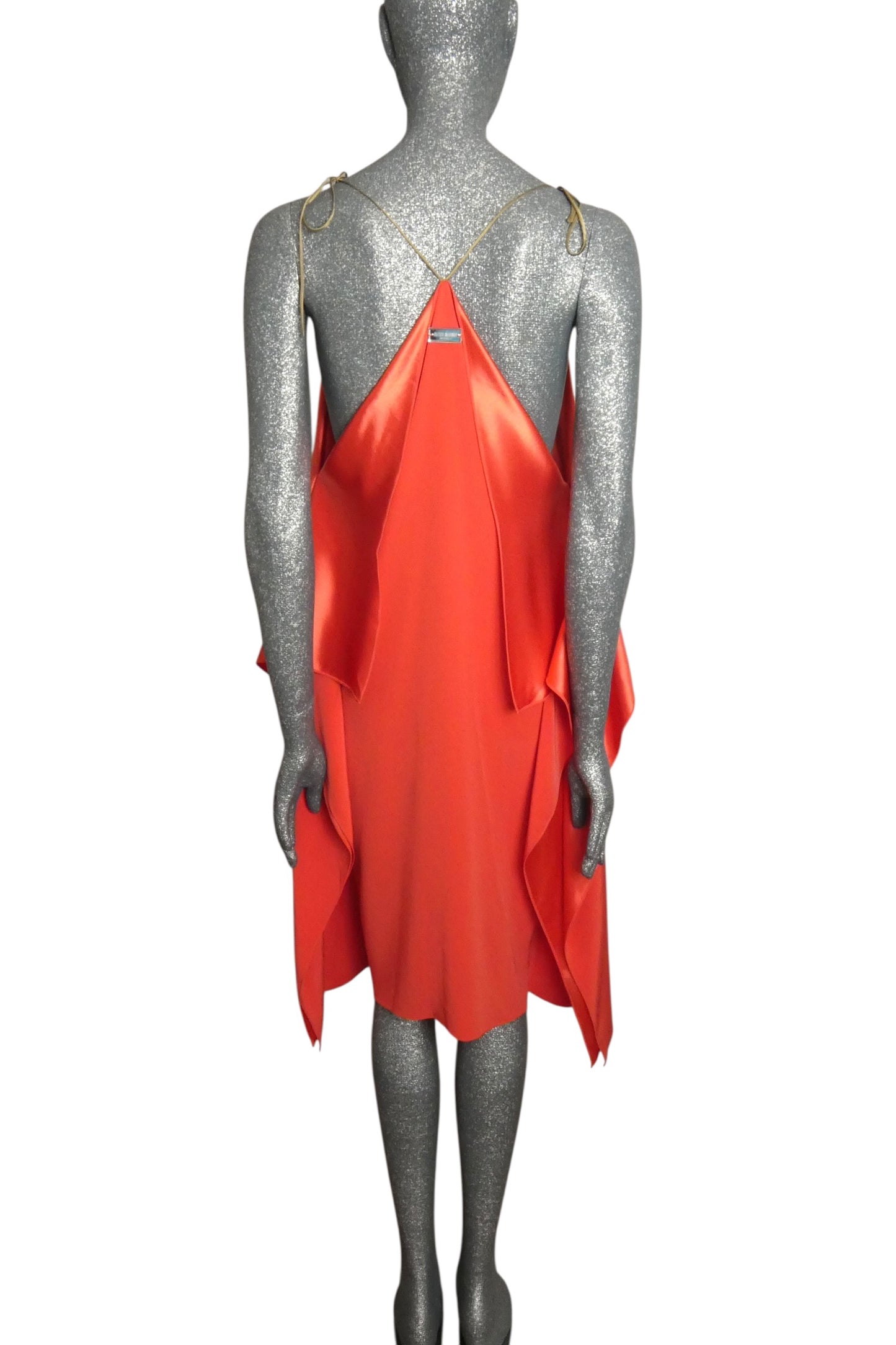 ALEXIS MABILLE - Coral Crepe Back Satin Summer Dress, Size-10