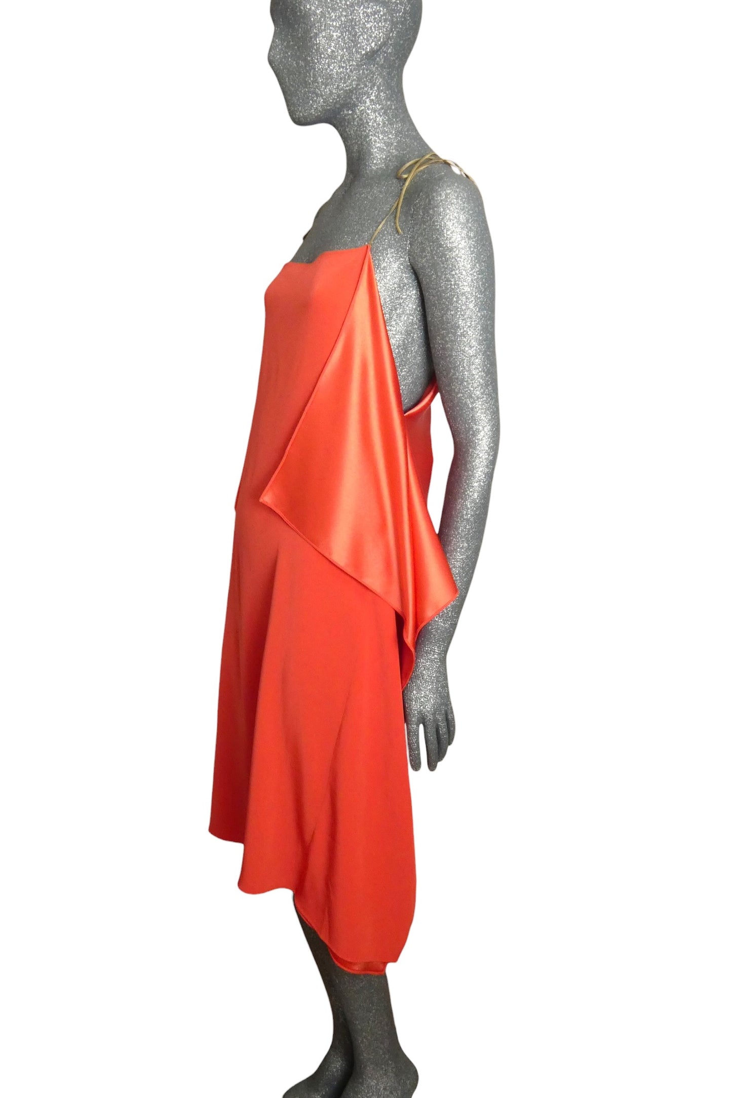 ALEXIS MABILLE - Coral Crepe Back Satin Summer Dress, Size-10