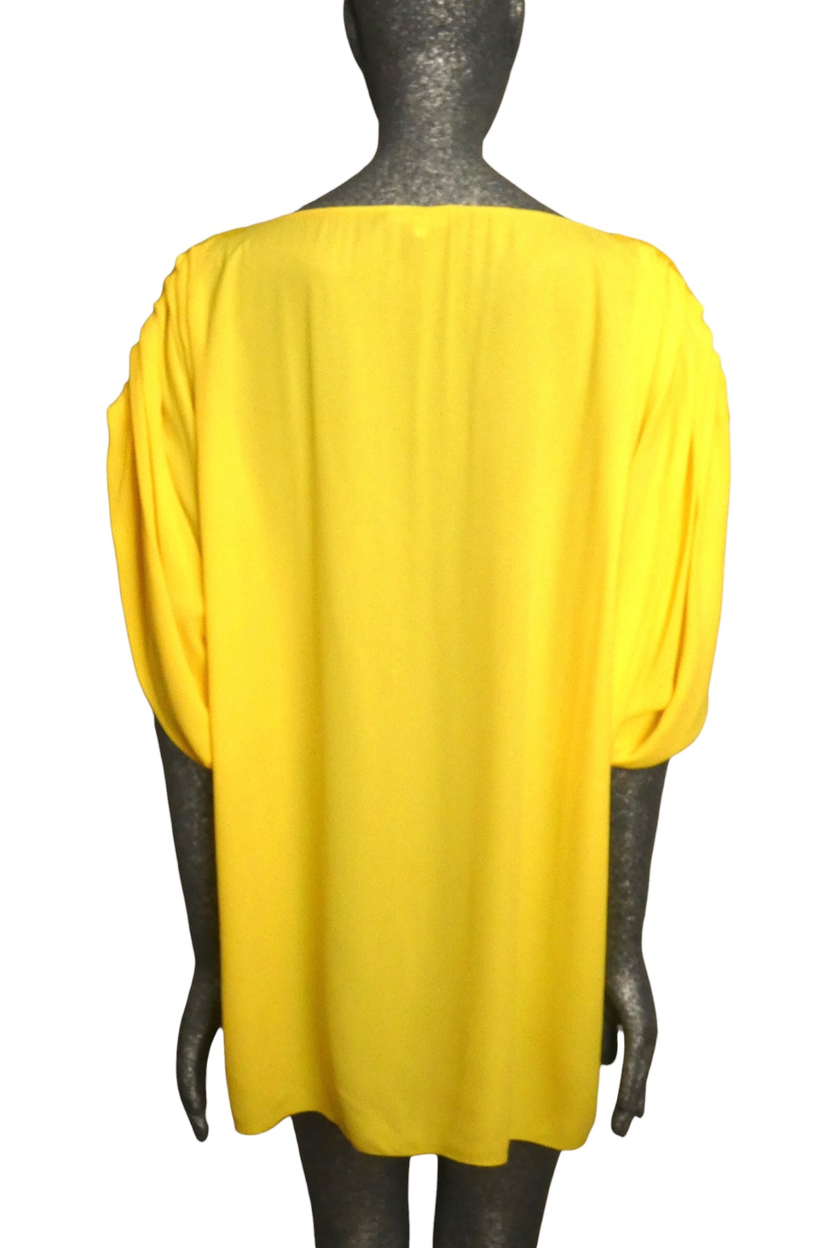 ANDREW GN - 2012 Yellow Beaded Silk Caftan Blouse, Size 10