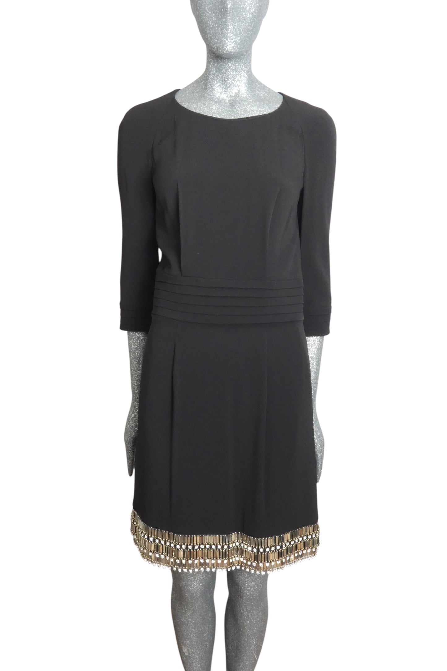 AZZARO - 2004 Metal Fringe Crepe Dress, Size 8