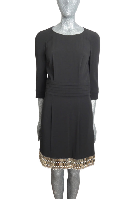 AZZARO - 2004 Metal Fringe Crepe Dress, Size 8