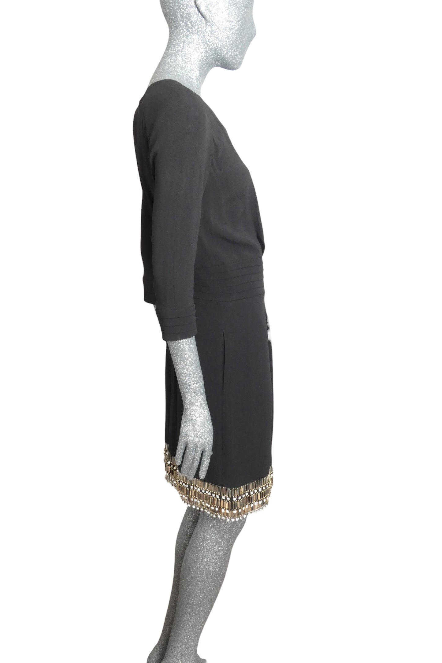 AZZARO - 2004 Metal Fringe Crepe Dress, Size 8