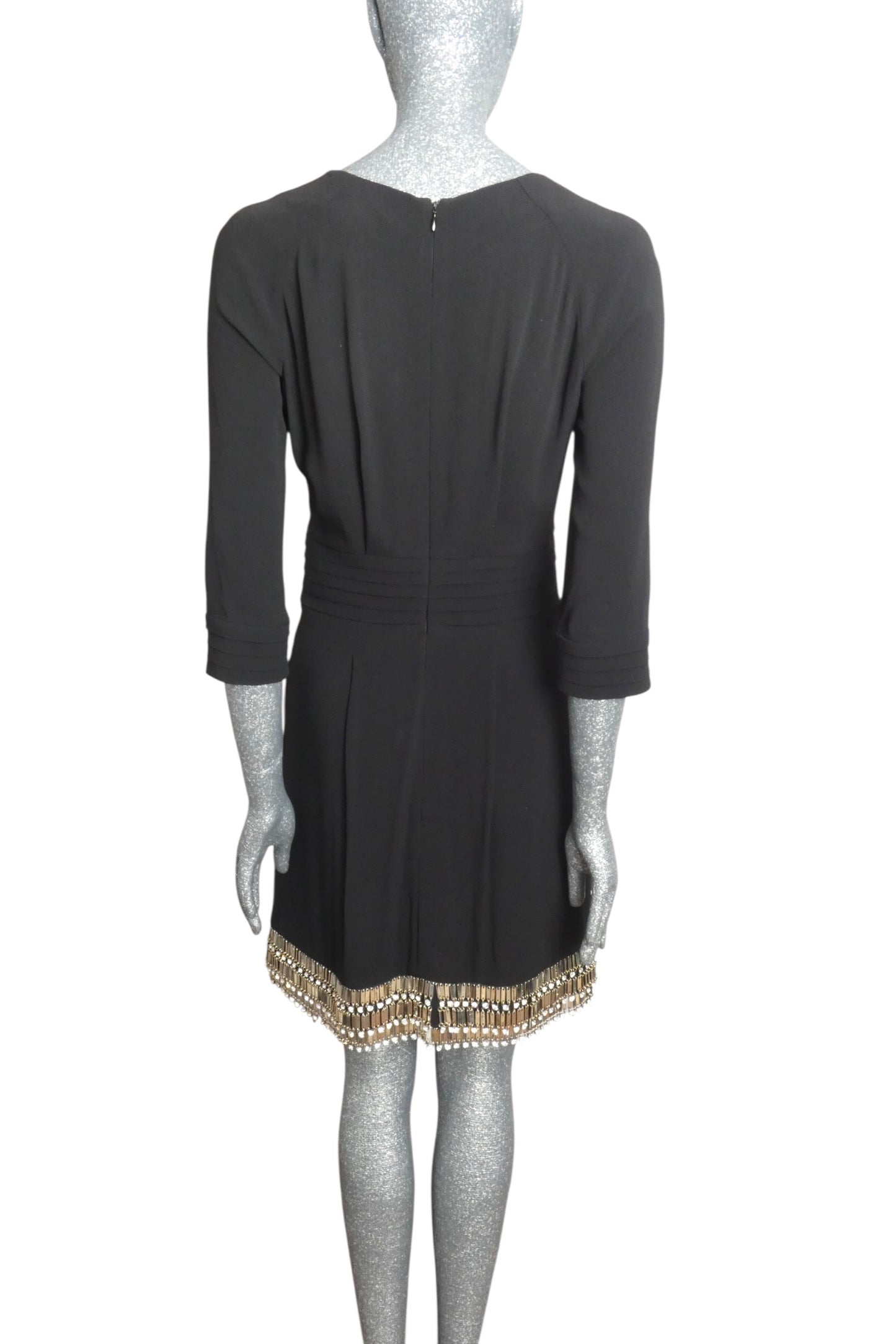 AZZARO - 2004 Metal Fringe Crepe Dress, Size 8