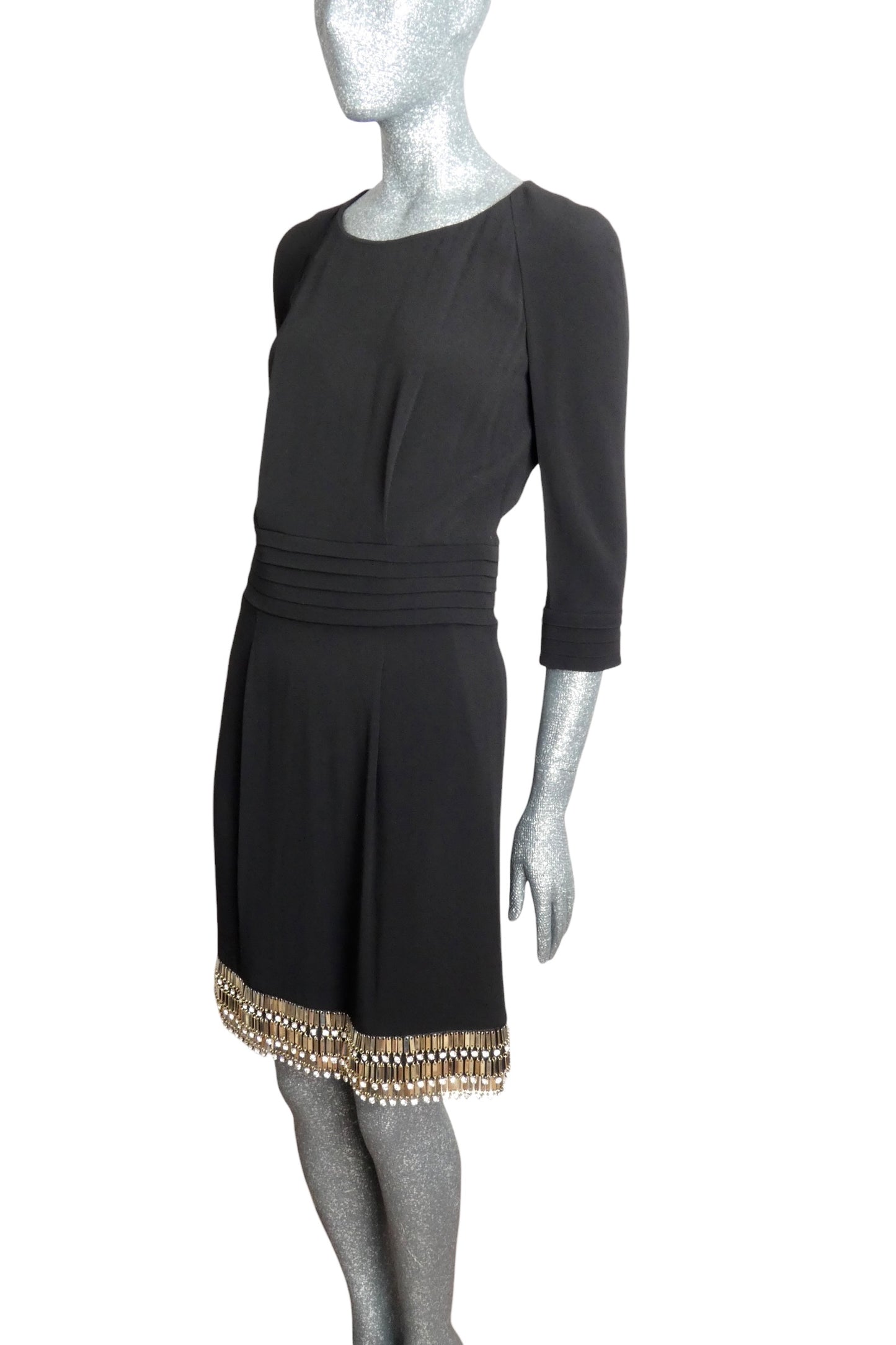 AZZARO - 2004 Metal Fringe Crepe Dress, Size 8