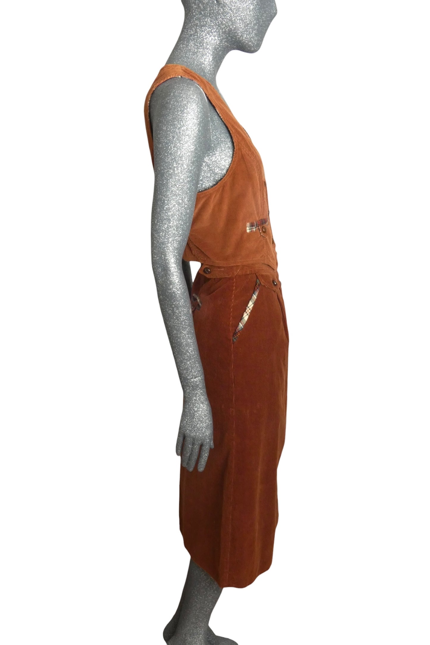 BETSEY JOHNSON & MICHAEL MILEA - 1970s Brown Corduroy Ensemble, Size-6