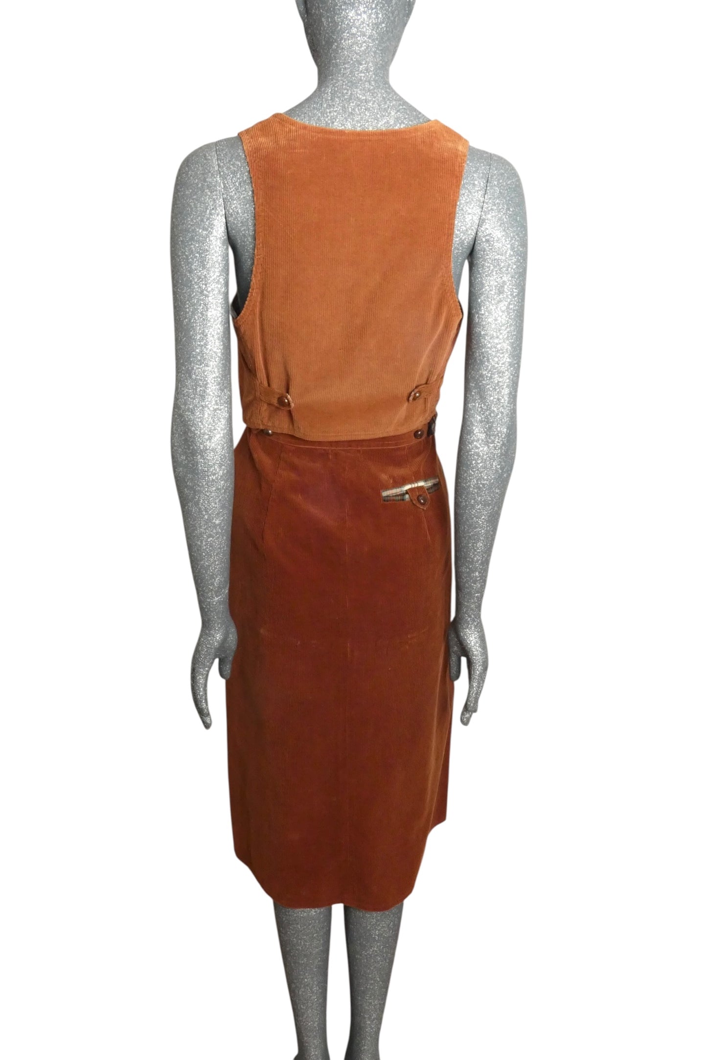 BETSEY JOHNSON & MICHAEL MILEA - 1970s Brown Corduroy Ensemble, Size-6