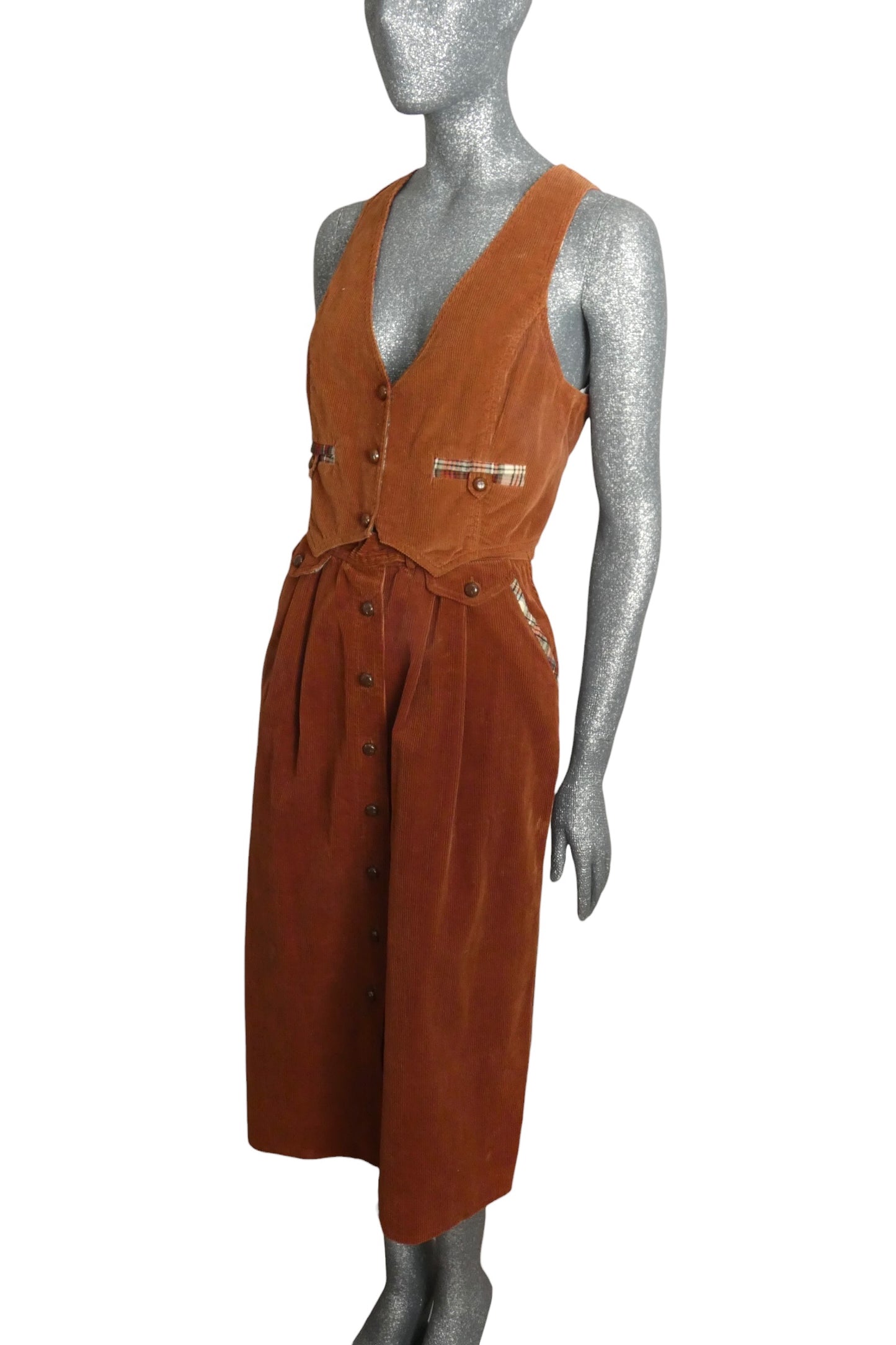 BETSEY JOHNSON & MICHAEL MILEA - 1970s Brown Corduroy Ensemble, Size-6