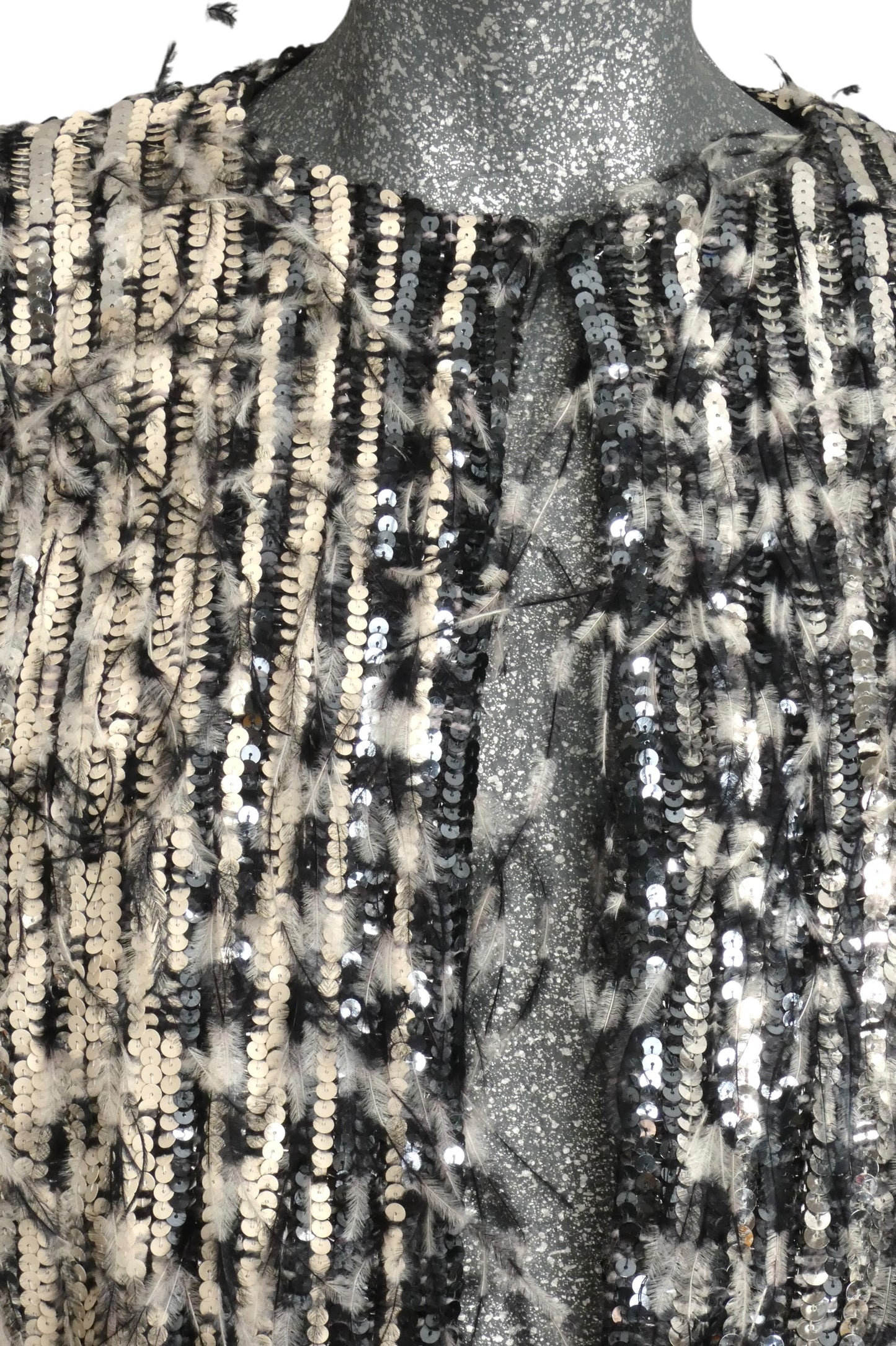 BILL BLASS - 1986 Sequin & Feather Evening Jacket, Size-10
