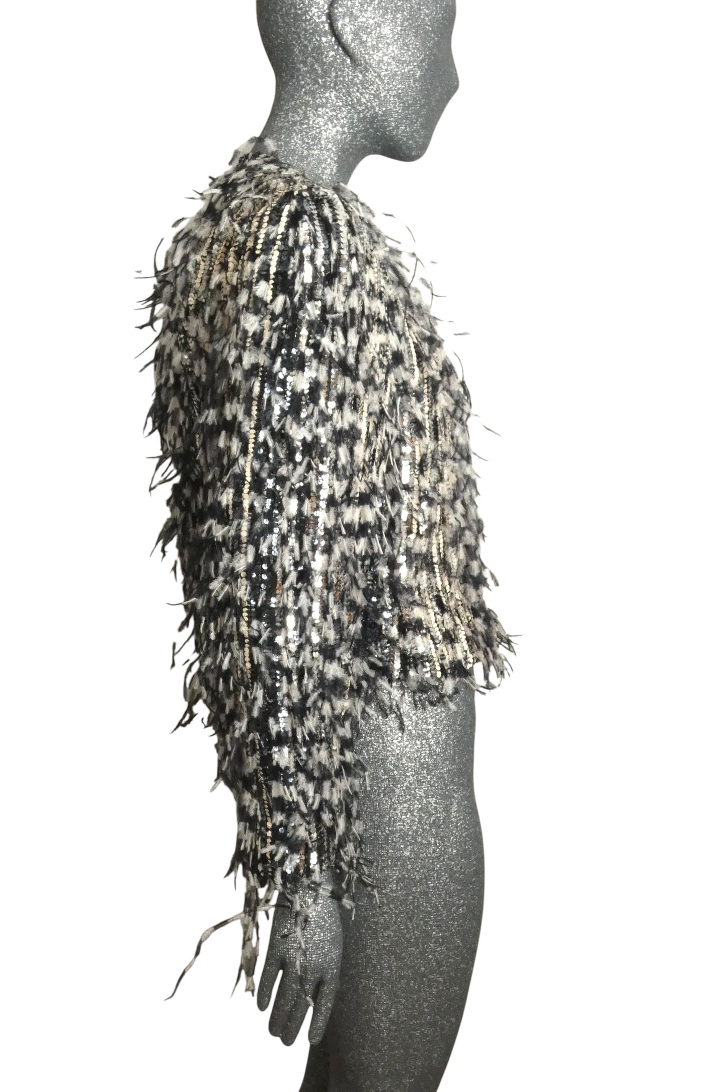 BILL BLASS - 1986 Sequin & Feather Evening Jacket, Size-10